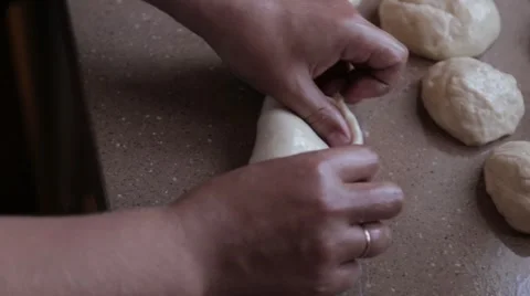 Men's hands make pie dough Stock Footage 48812480