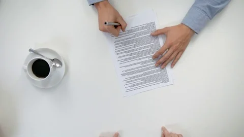 Men's Hands Signing a Document Stock Footage 84496885