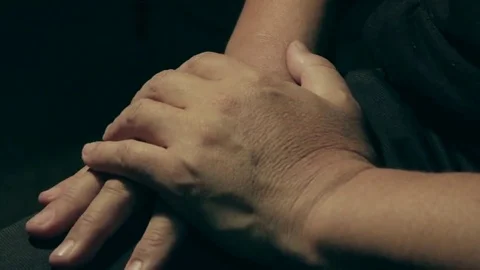 Men's hands tapping hands on the knee Stock Footage 69159823