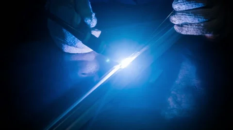 Men's hands welds profile close up Stock Footage 54090693