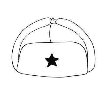 Men's hat with earflaps with a star Stock Illustration