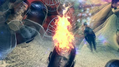 Men's heads with different thoughts Stock Footage 136040876