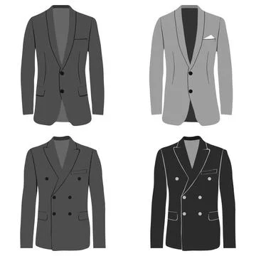 Men's jacket, double-breasted and single-breasted jacket, costume. Stock Illustration