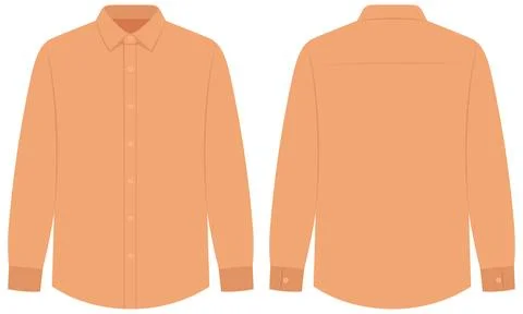 Men's Long Sleeve Button Down Dress Shirt Vector Template Stock Illustration