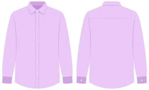 Men's Long Sleeve Lavender Button Down Dress Shirt Vector Template Stock Illustration