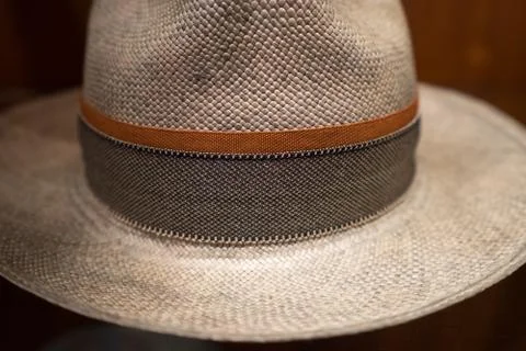 Men's panama hat closeup Stock Photos