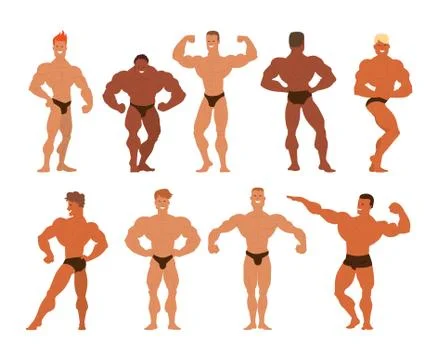 Mens physics bodybuilders vector illustration Stock Illustration