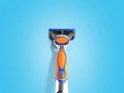 Mens razor 3d render on blue background Stock Illustration
