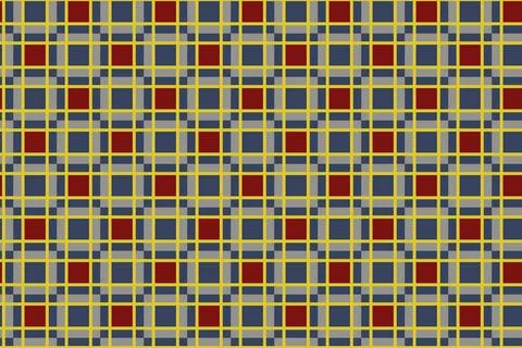 Men's seamless pattern in red and blue check with yellow stripes Stock Illustration