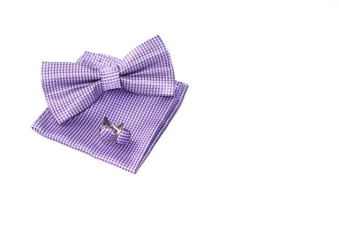 Men's set - bow tie, pocket scarf and cufflinks Stock Photos