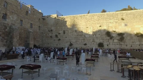 On the men's side At The Western Wall Stock Footage 110348989