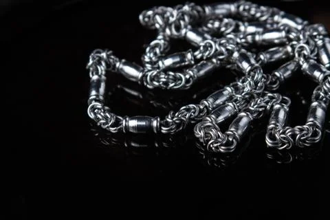 Men's silver chain Stock Photos