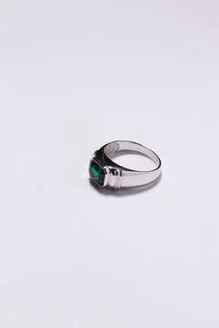 Men's silver ring with stone Stock Photos