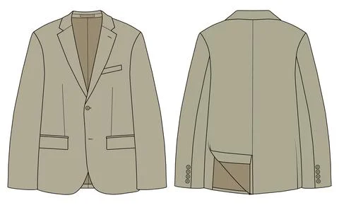 Men’s Single-Breasted Blazer Vector  Fashion Technical Sketch Illustrazione stock