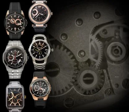 Mens watches background Stock Photos