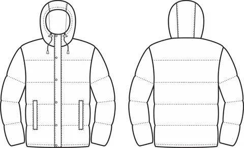 Mens winter quilted down jacket. Stock Illustration