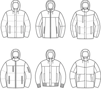 Mens winter quilted down jacket. Illustrazione stock