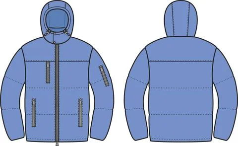 Mens winter quilted down jacket. Stock Illustration