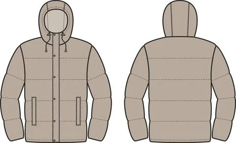 Mens winter quilted down jacket. Stock Illustration