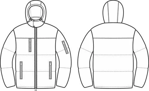 Mens winter quilted down jacket. Stock Illustration