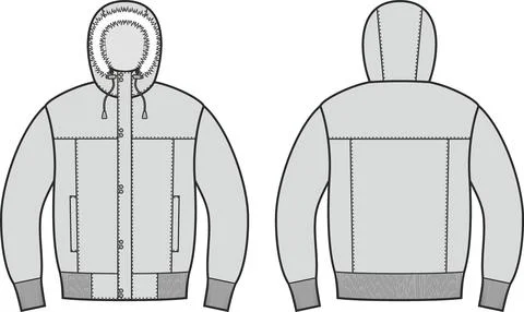 Mens winter quilted down jacket. Stock Illustration