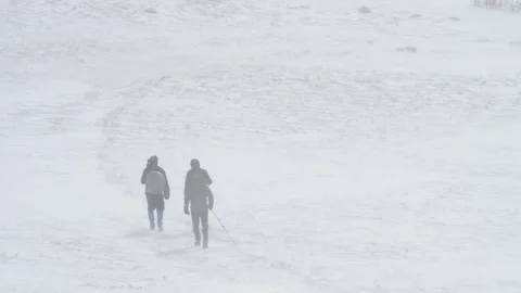 Mens on winter storm Stock Footage 256984264