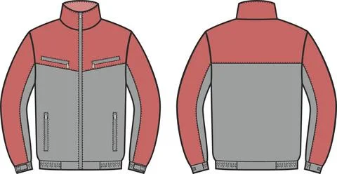 Mens winter work zip up jacket. Fashion CAD. Illustrazione stock