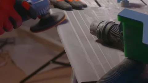 Men's work. Creative. Application of equipment for cross-cutting of rolled metal Stock Footage 223921836