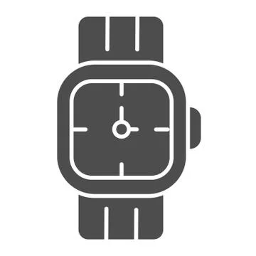 Mens wrist watch solid icon. Male hand accessory vector illustration isolated on Stock Illustration