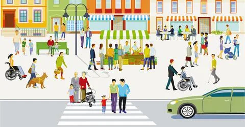 Menschen im Ort Stock Illustration