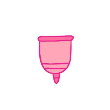 Menstrual cup doodle icon, vector color illustration Stock Illustration