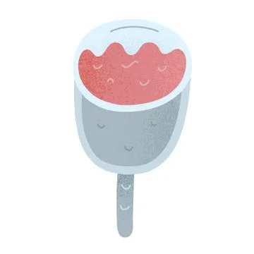 Menstrual cup in use, isolated vector icon, female period hygiene product Stock Illustration