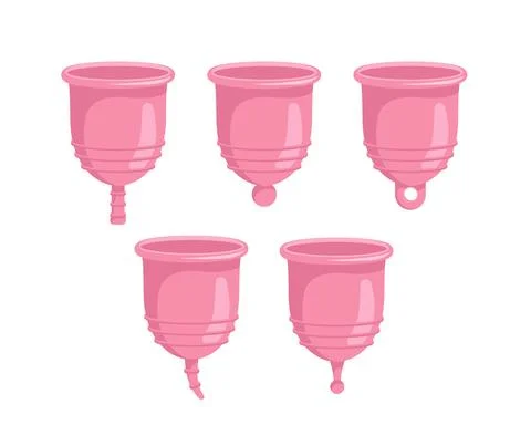 Menstrual Cups With Different Stems Stock Illustration