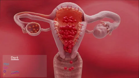 Menstrual cycle hormones and changes, animation Stock Footage 258432666