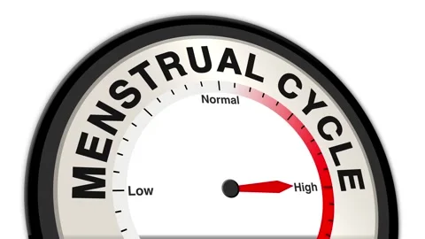 Menstrual Cycle Text or Word Level Low Normal High - Barometer or Tachometer Stock Footage 308604902