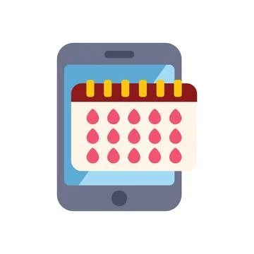 Menstrual cycle tracking app showing period dates on smartphone screen Stock Illustration