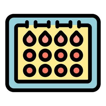 Menstrual cycle tracking calendar showing bleeding days and cycle length Stock Illustration
