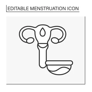 Menstrual disc line icon Stock Illustration