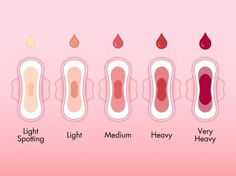Menstrual flow intensity chart with sanitary pads Stock Illustration