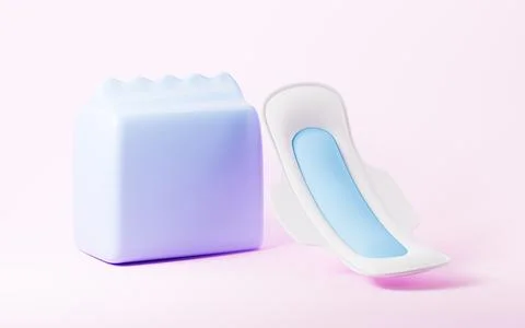 Menstrual pad model, protection pad model, 3d rendering. Stock Illustration