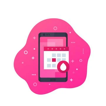 Menstruation calendar app, vector icon Stock Illustration