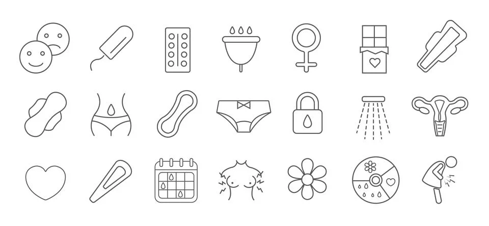 Menstruation Icons Illustrazione stock