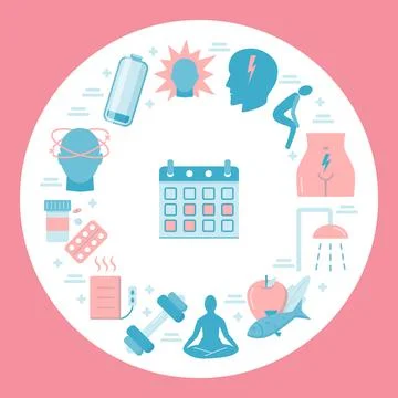 Menstruation round concept banner in flat style Stock Illustration