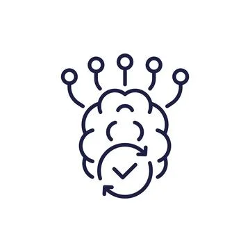 Mental agility line icon with a brain Stock Illustration