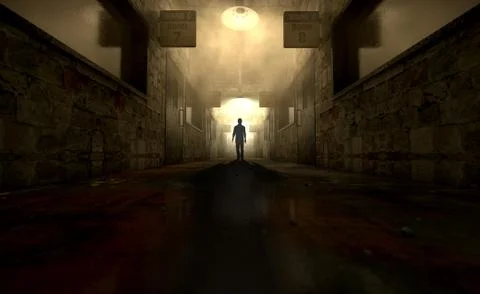 Mental Asylum With Ghostly Figure Stock Illustration