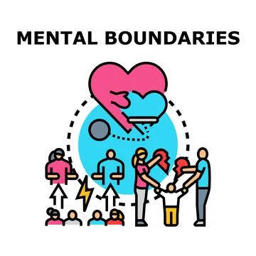 Mental boundaries concept protecting personal space and wellbeing Stock Illustration