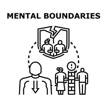 Mental boundaries separating people and relationships limits Stock Illustration