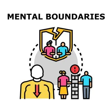 Mental boundaries separating people and relationships limits Stock Illustration