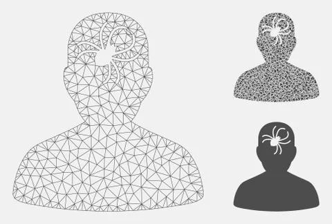 Mental Bug Vector Mesh Network Model and Triangle Mosaic Icon Stock Illustration