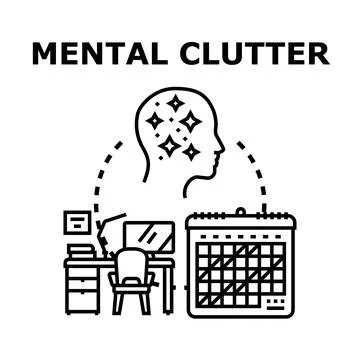 Mental clutter concept connecting desk work and calendar schedule Stock Illustration